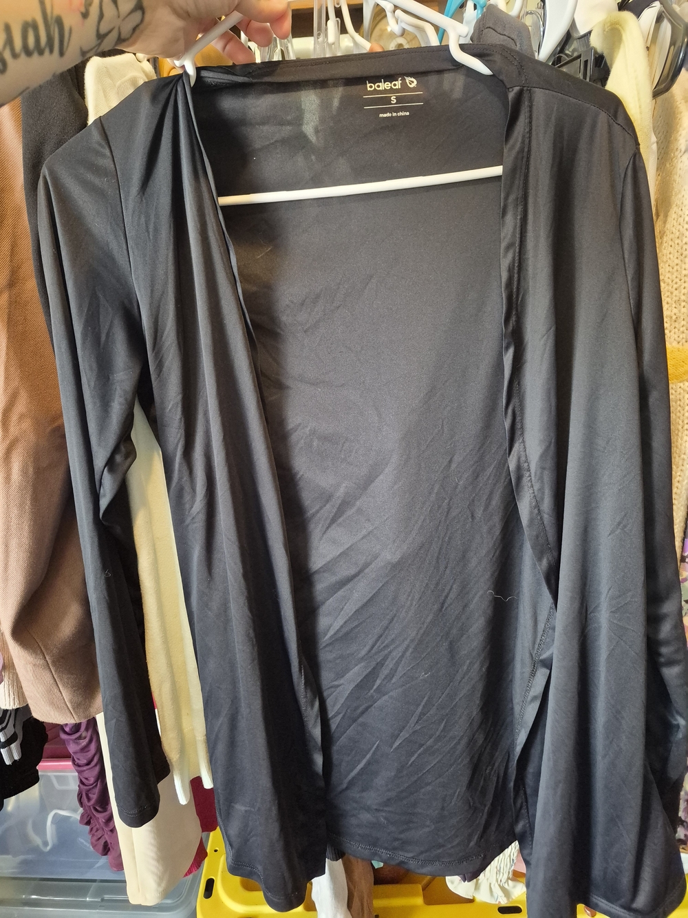 Baleaf Black Open-Front Draped Women's Cardigan